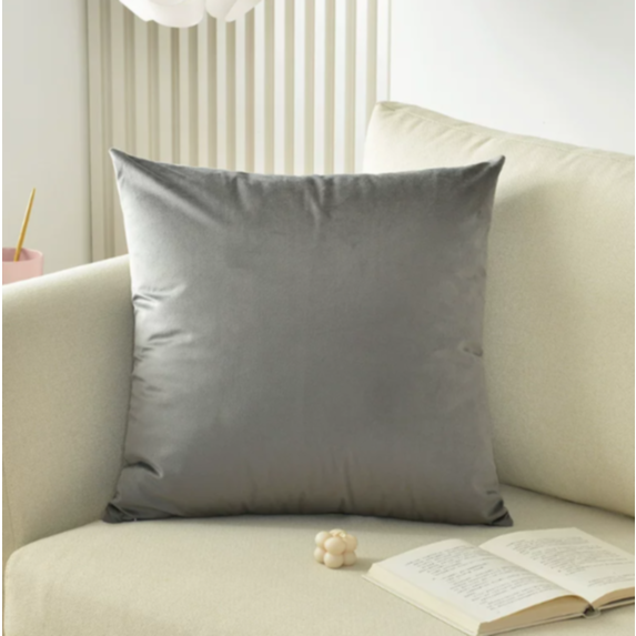 Coussin velours 45x45cm gris