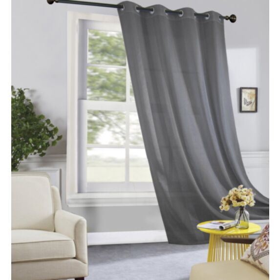 Voilage uni 140x240cm gris foncé - MAISON BONHEUR