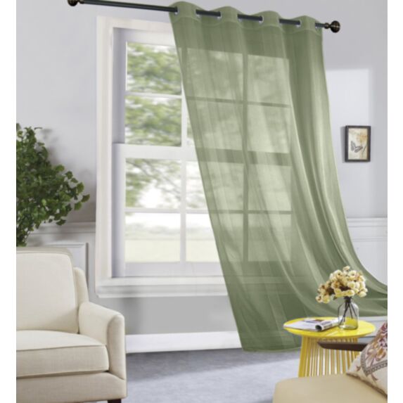 Voilage uni 140x240cm vert olive - MAISON BONHEUR
