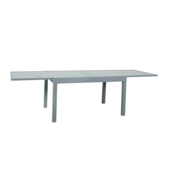 Table de jardin alu/verre 6/8 places Sensa 135/270x90xH.75cm gris