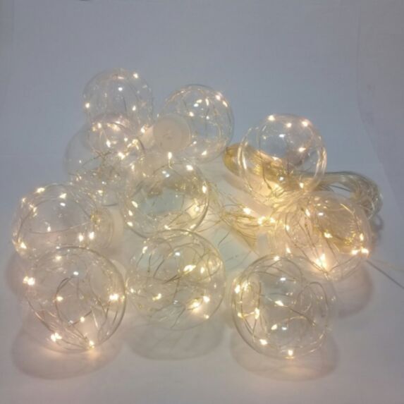 Guirlande de 10 boules transparantes ton chaud