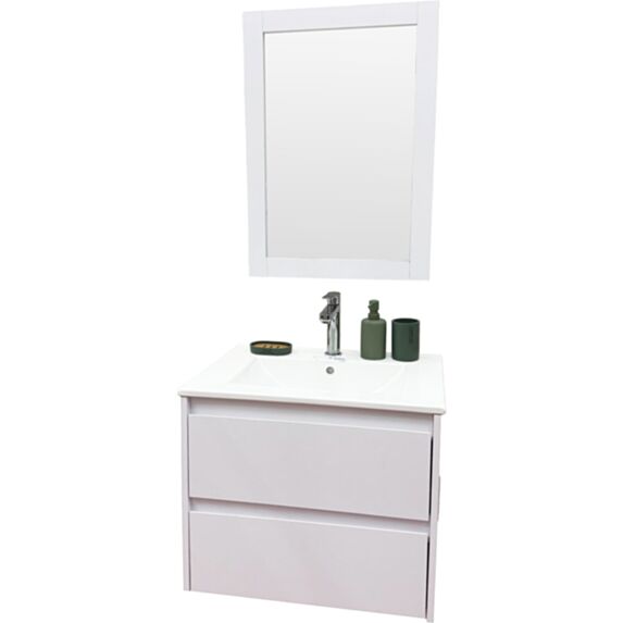 Meuble salle de bain Tina avec miroir, 60 cm blanc - AHOME