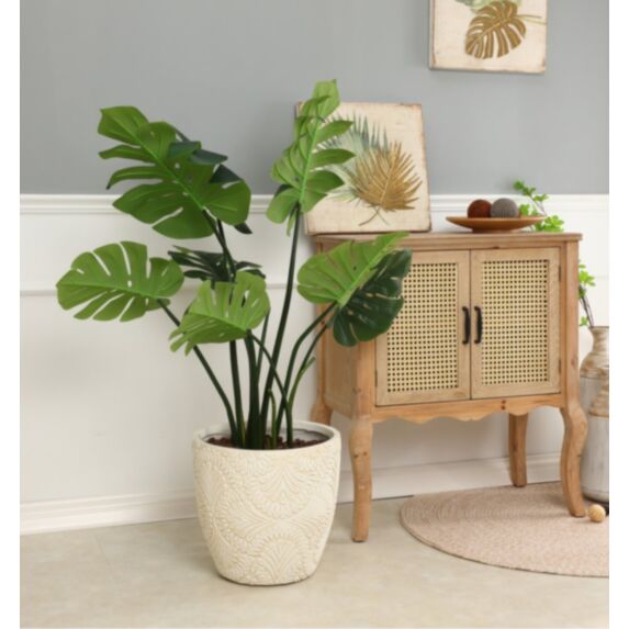 Pot jardin en fibre d'argile Mirage S Ø25cmx24cm blanc