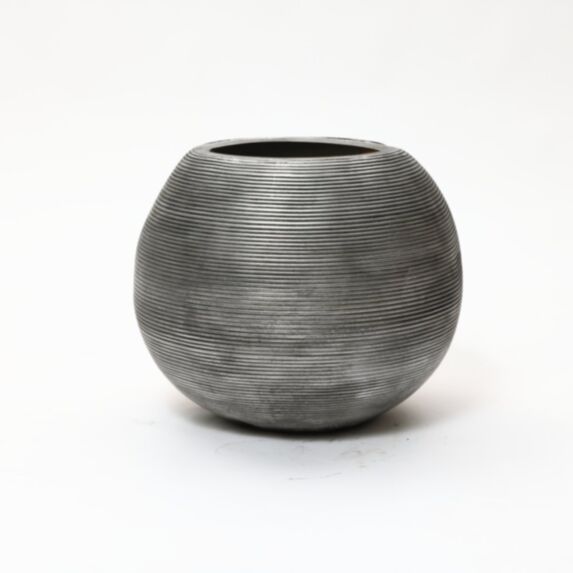 Pot jardin en fibre d'argile Canyon Ø43cmx35cm argent