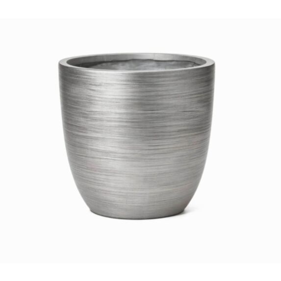 Pot jardin en fibre d'argile Horizon XL Ø55cmx51,5cm argent