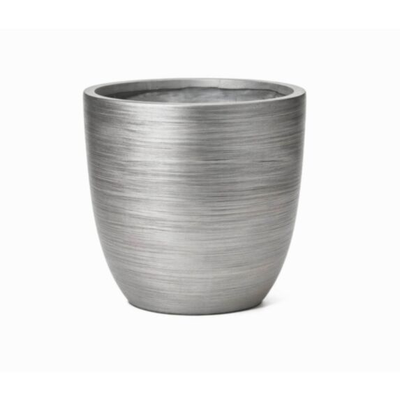 Pot jardin en fibre d'argile Horizon M Ø34,5cmx30cm argent