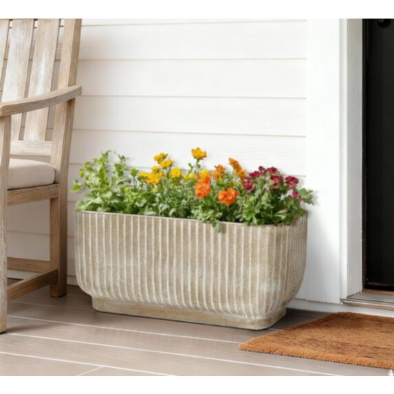 Pot jardin en fibre d'argile Granite L Ø46,5cmx46cm beige