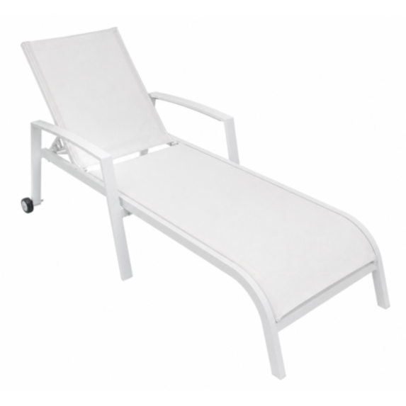 Bain de soleil aluminium réglable textile respirant 193x58-65x33-92cm beige