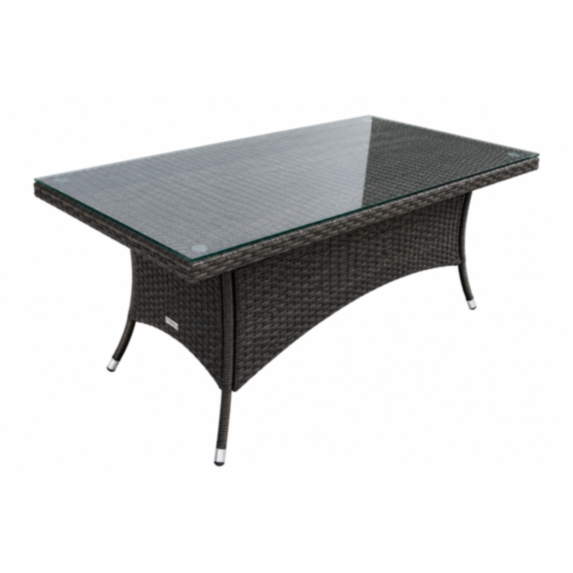 Table de jardin rectangulaire aluminium verre 160x90x75 cm brun foncé