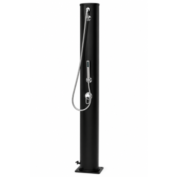 Douche solaire aluminium 70x79x139cm 40L avec rince-pieds intégré noir