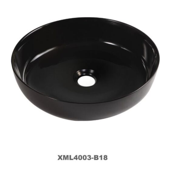 Vasque à poser ronde noire - 385 x 385 x 135 mm 