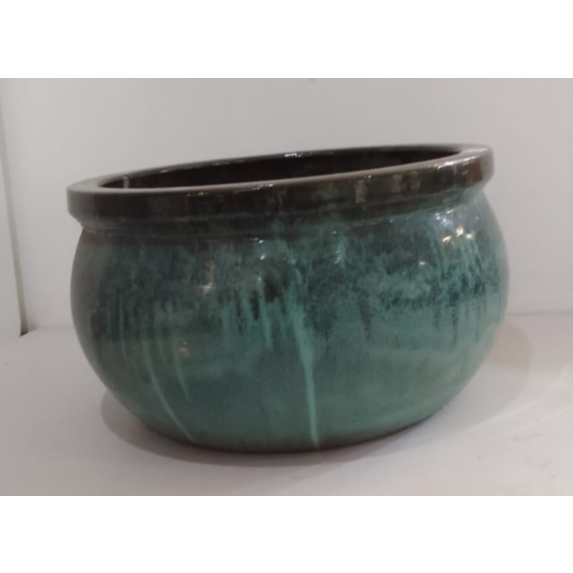 Pot céramique vert à rebord Ø37 cm - VANERON