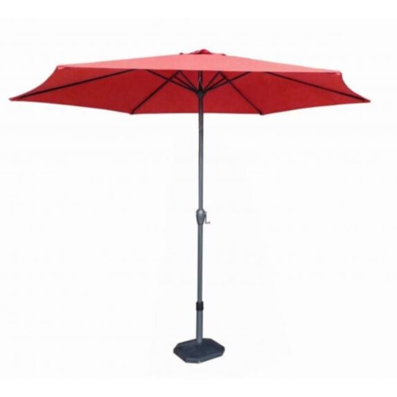Parasol aluminium 3m Ø 6 baleines toile polyester 160g/m² vert ou terracotta