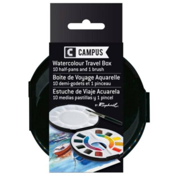 Boîte de voyage 10 demi-godets aquarelle - SENNELIER