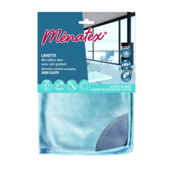 Lavette microfibre vitres coin grattant 36 x 36 cm - MENATEX