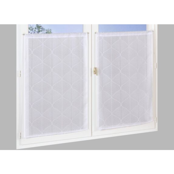 Vitrage imprimé dévoré feuille grise 60 x 120 cm blanc - CARPENTIER