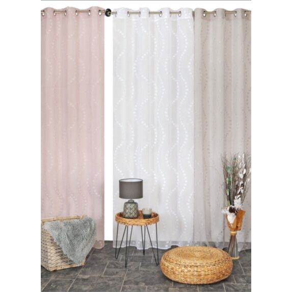 Voilage jacquard reliéfé vagues 140 x 240 cm blanc - CARPENTIER