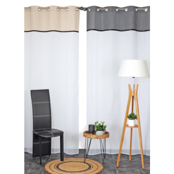 Voilage parement contraté gris 140 x 240 cm blanc - CARPENTIER