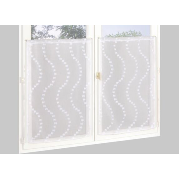 Vitrage jacquard reliéfé vague 60 x 160 cm blanc - CARPENTIER