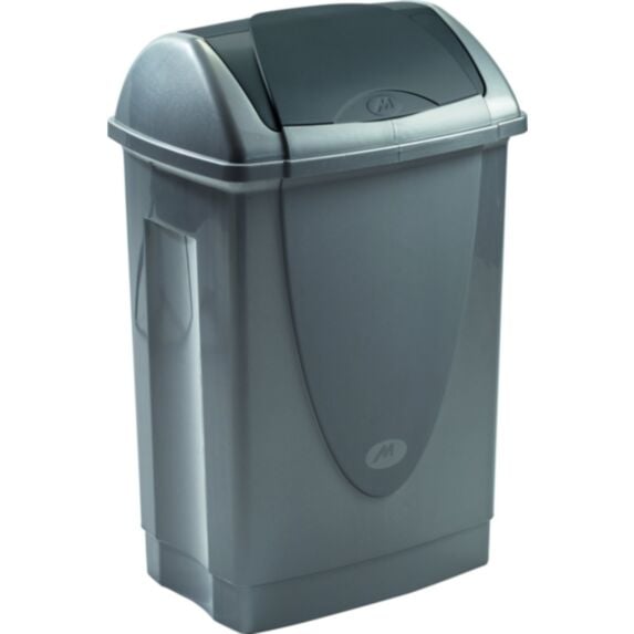 Poubelle de cuisine Lift Top plastique gris métal 50L - MONDEX
