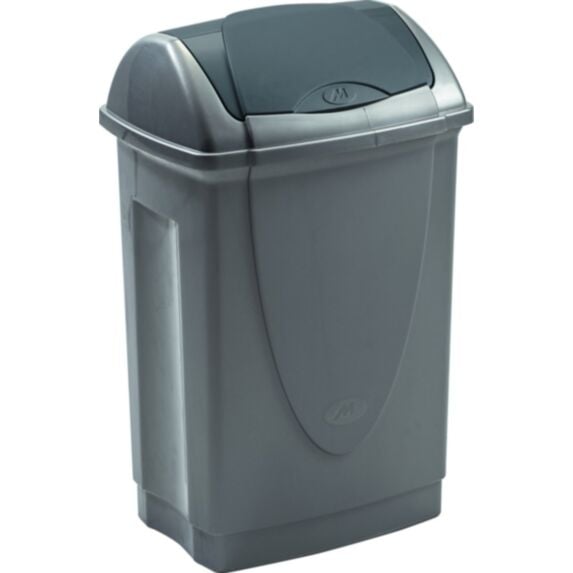 Poubelle Lift Top plastique 50L gris à bascule - MONDEX