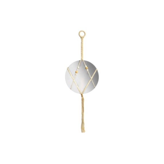 Miroir macramé avec franges et perles Ø23 x H70 cm 