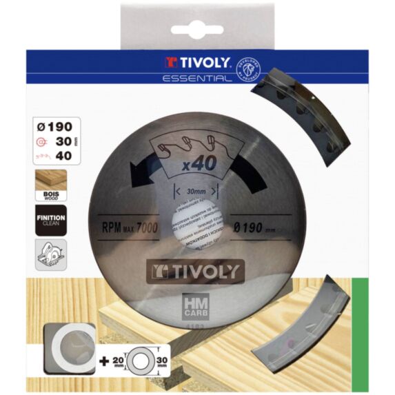 Lame 40 dents 190mmx30mm bois - TIVOLY