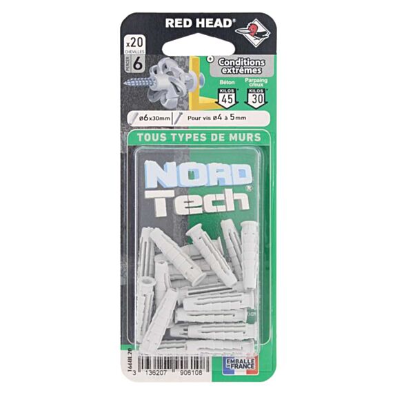 20 Chevilles Nordtech Conditions ExTRême De Ø6x30mm - RED HEAD