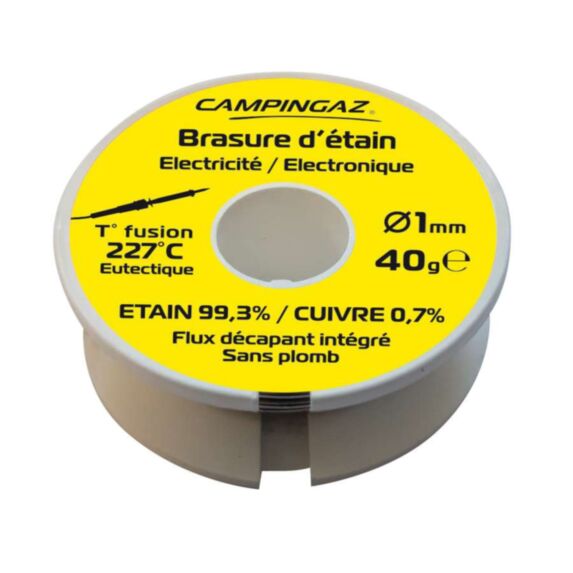 Fil à souder étain 99,3% / Cu 0,7% Ø1mm 40g - CAMPINGAZ