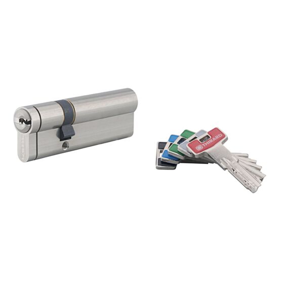 Cylindre T2 30x60mm nickelé 5 clés longues fonction urgence - THIRARD
