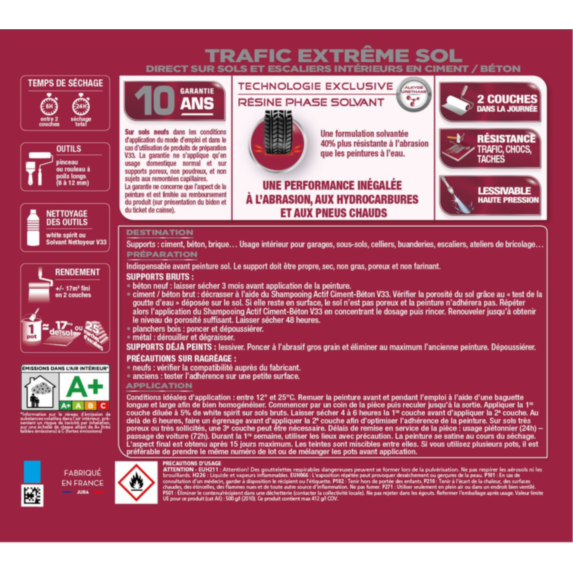 Peinture sol trafic extrême satin 2,5L Blanc - V33