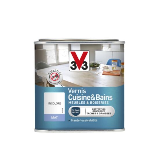 Vernis intérieur cuisine & bains mat incolore 0,5 L - V33