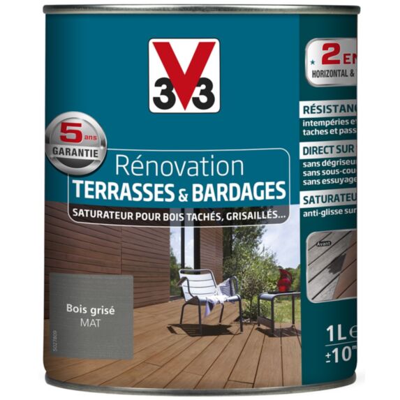Rénovation Terrasses & Bardages mat bois grisé 1 L - V33