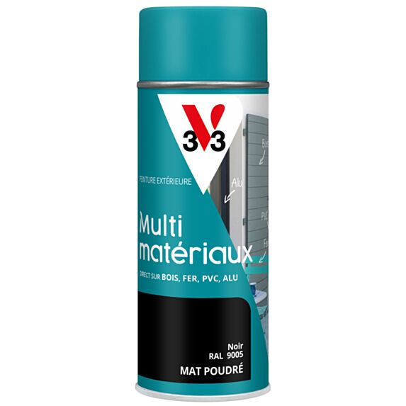 Bombe de peinture multimatériaux noir poudré 400ml