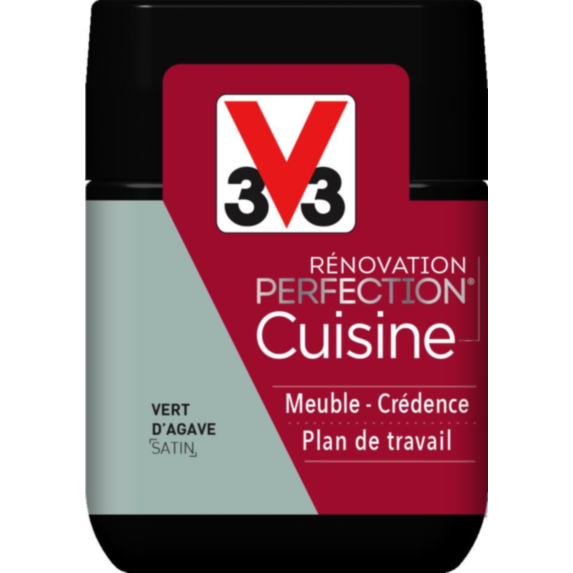 Testeur de peinture rénovation cuisine Perfection vert agave satin 75ml - V33