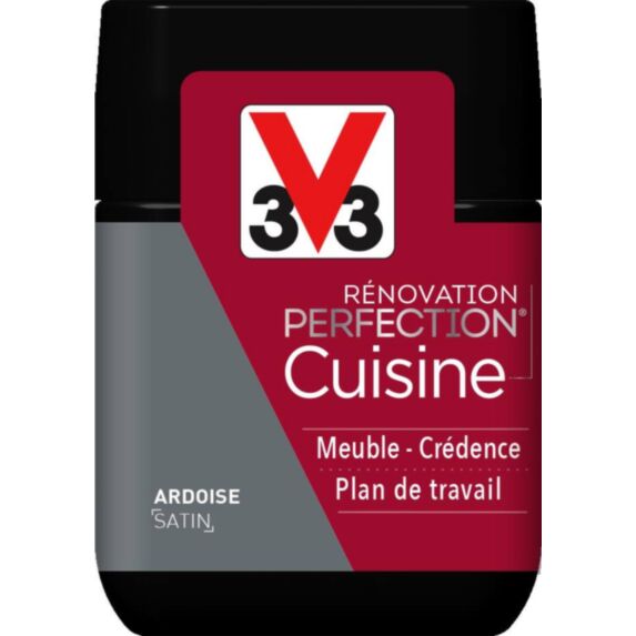 Testeur de peinture rénovation cuisine Perfection ardoise satin 75ml - V33