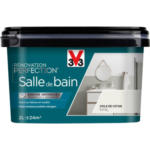 Peinture rénovation salle de bain Perfection voile de coton satin 2L - V33