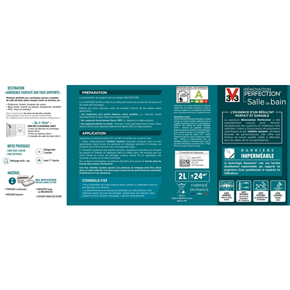 Peinture Rénovation Perfection Salle de bain Plume Satin 2L V33
