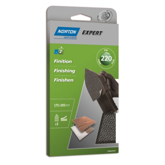 Patins anti-encrassants multi ponceuse 105x175mm Grain 220 - NORTON