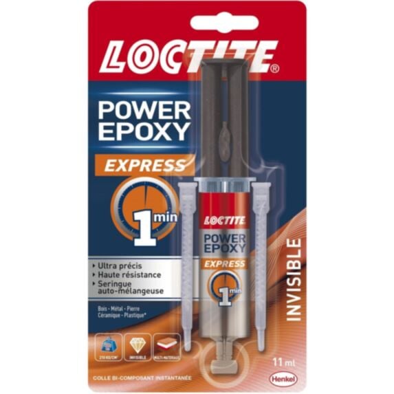 Colle epoxy express 1 min invisible seringue 11 ml - LOCTITE