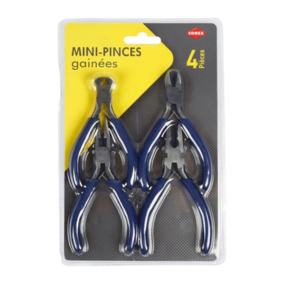 Set de 4 mini pinces gainées 125mm bleu - COGEX
