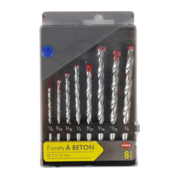 Foret béton 8pcs 3x10mm boîte - COGEX