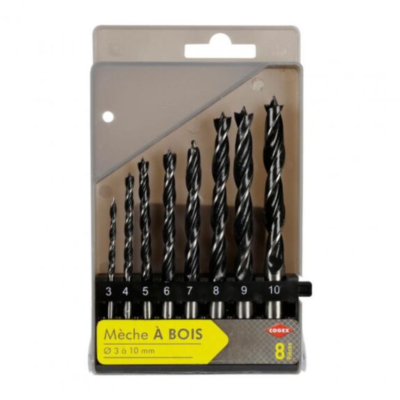 Lot de 8 forets à bois noirs - COGEX