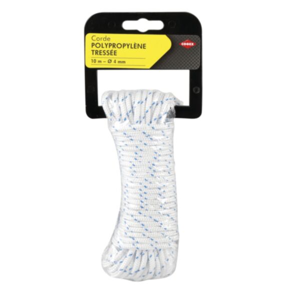 Corde polypropylène tressée Ø4mmx10m blanc - COGEX