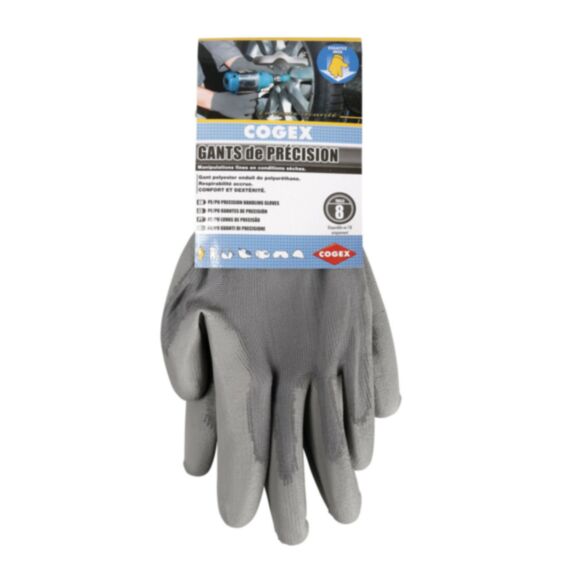 Gant précision polyester/polyuréthane gris taille 8 - COGEX