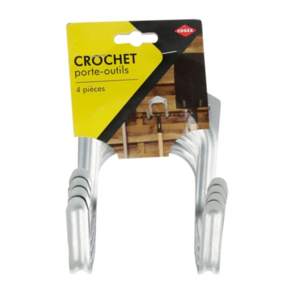 4 crochets porte-outils acier galvanisé 12,5x9cm x4 - COGEX