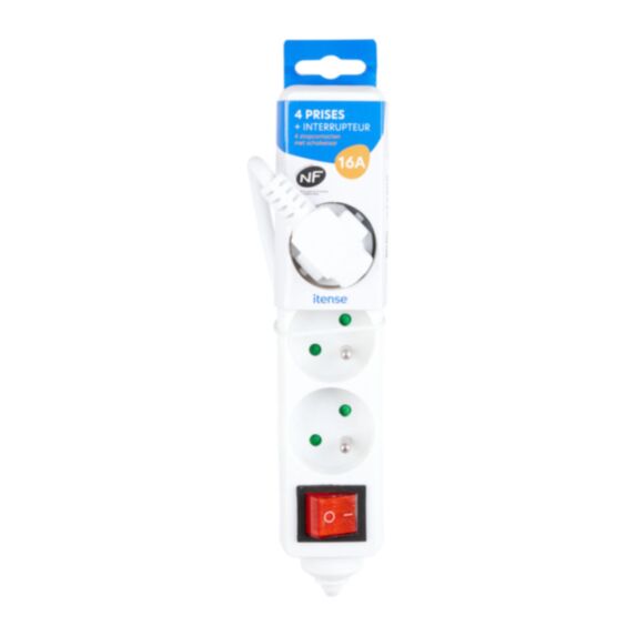 Bloc 4 prises + interrupteur 1mx1m blanc - COGEX