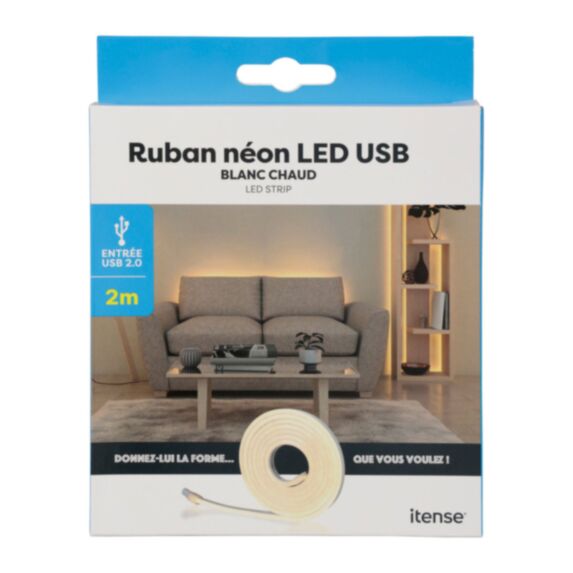 Ruban néon LED USB 2m blanc chaud - COGEX