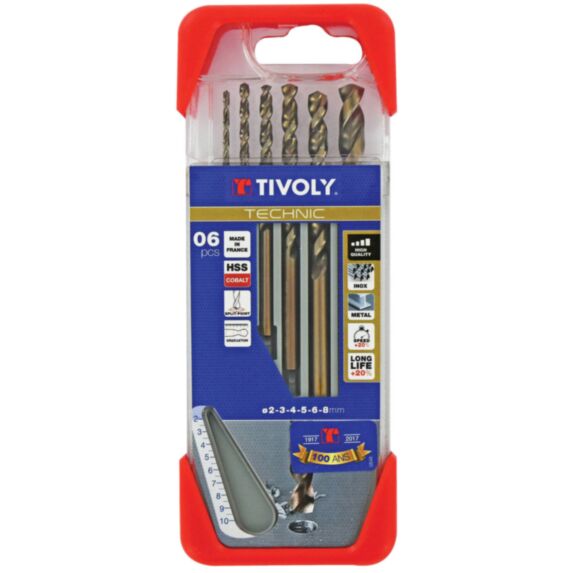 Coffret 6 forets métaux Technic Ø2-3-4-5-6-8 mm - TIVOLY