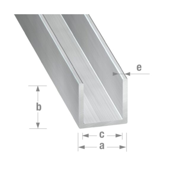 Profilé U alu brut 20 x 15 x 20 x 1,5 mm int.12 2m - CQFD